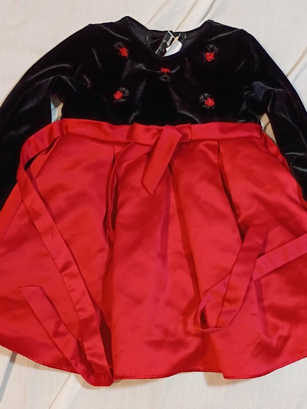 Rare Editions/Dress/Girls 24M/Black Red/Velvet Satin Christmas Holiday Party Dre